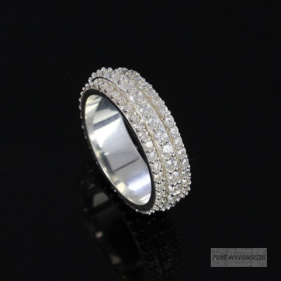 Nhẫn bạc nam xoay đính đá