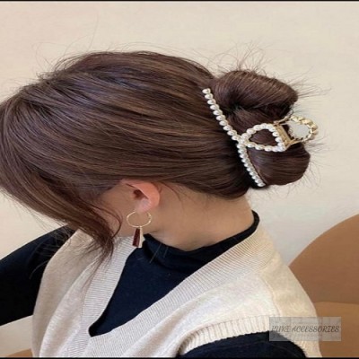 kẹp càng cua chữ T kim loại đính hạt cao cấp 