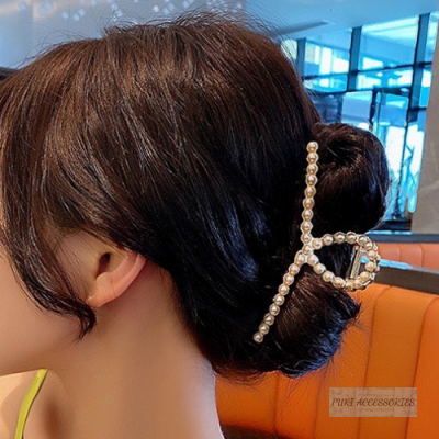 Kẹp Tóc Kim Loại Cỡ Lớn Kiểu Hàn Quốc Xinh Xắn Cho Nữ (đính đá, ngọc)
