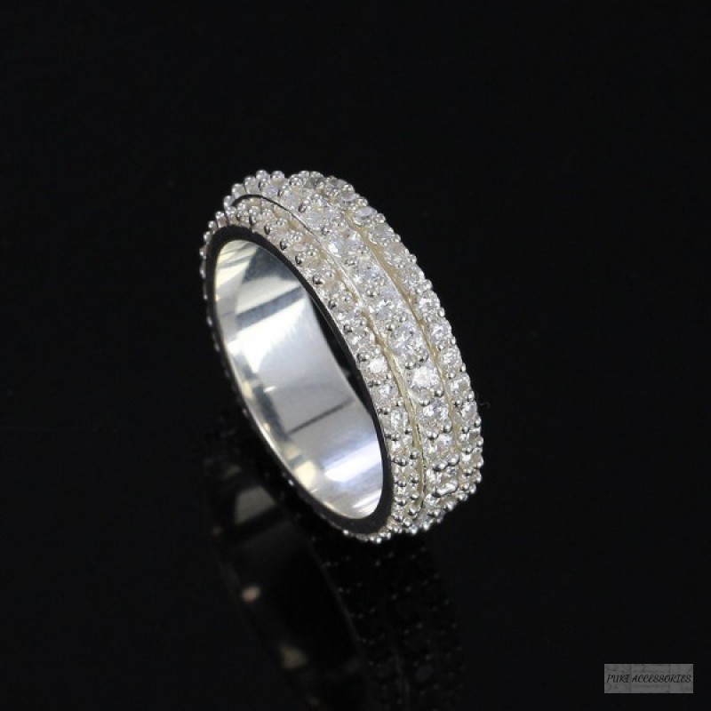 Nhẫn bạc nam xoay đính đá