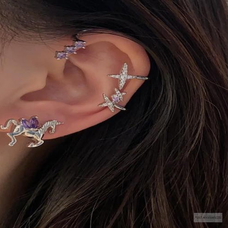 Set Bông Tai Ngựa Một Sừng 