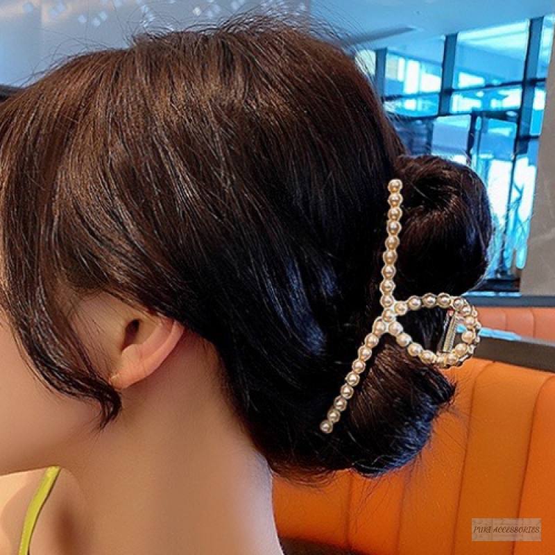 Kẹp Tóc Kim Loại Cỡ Lớn Kiểu Hàn Quốc Xinh Xắn Cho Nữ (đính đá, ngọc)
